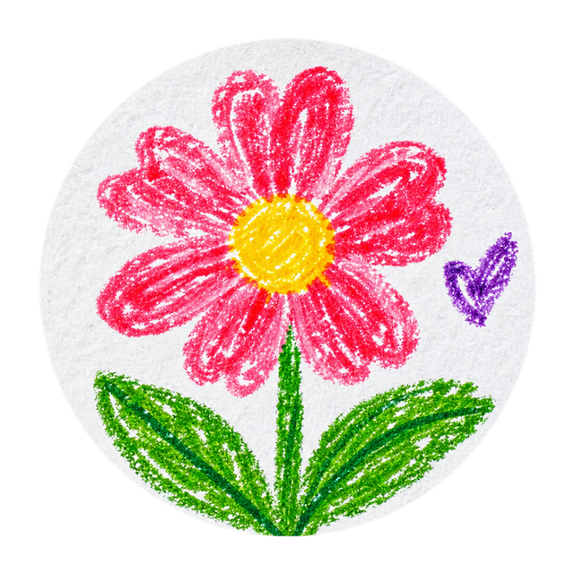 Child's crayon drawing of a flower