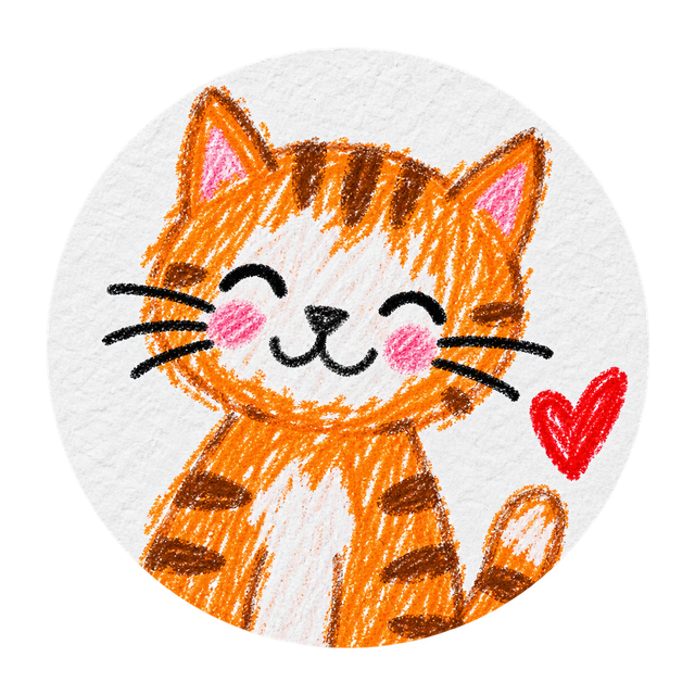Child's crayon drawing of a cat
