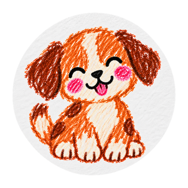 Child's crayon drawing of a dog